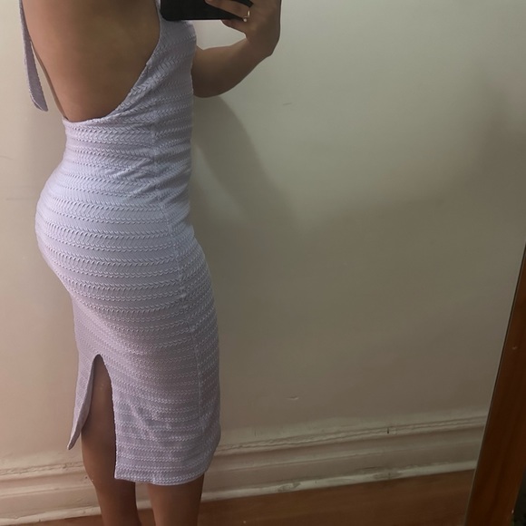 OH POLLY, Crochet Plunge Neck Midi Dress in Lilac💜 - Picture 2 of 3